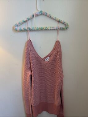 Calvin Klein Pink V‑Neck Knit Sweater